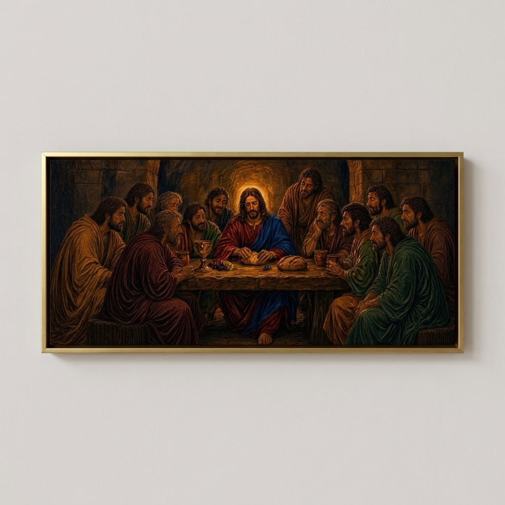 The Last Supper – La Última Cena | Framed Panoramic Canvas (Gold or Wood Frame)