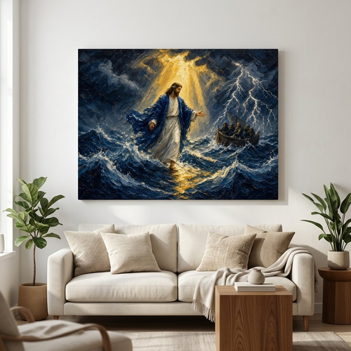 Walk on Water – Jesus Calms the Storm | Matthew 14:29 Canvas Print