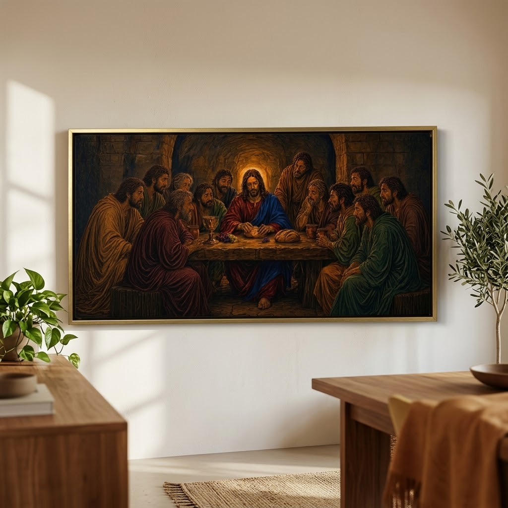 The Last Supper – La Última Cena | Framed Panoramic Canvas (Gold or Wood Frame)