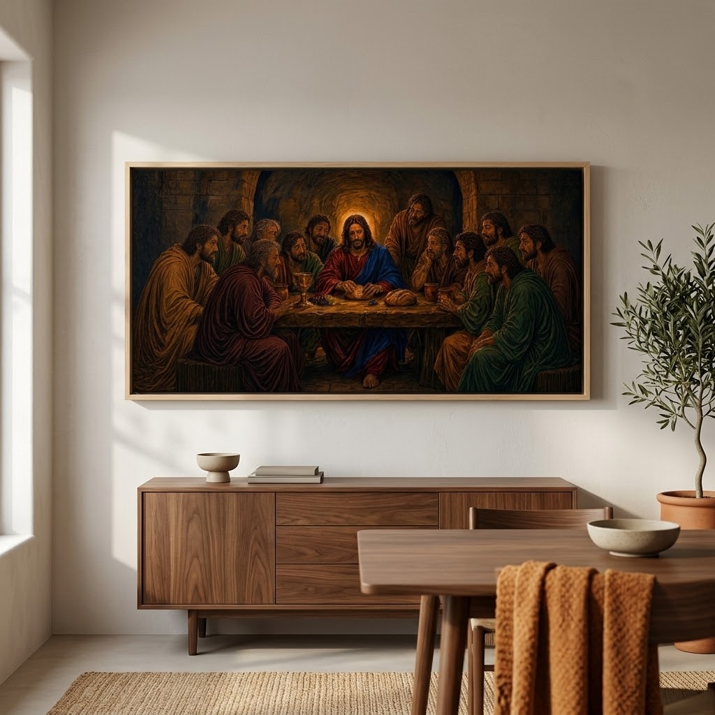 The Last Supper – La Última Cena | Framed Panoramic Canvas (Gold or Wood Frame)