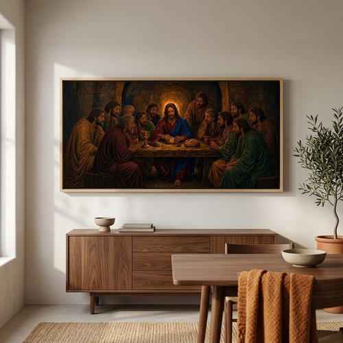 The Last Supper – La Última Cena | Framed Panoramic Canvas (Gold or Wood Frame)